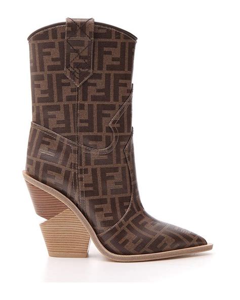 brown leather boots fendi women|fendi plaid cowboy boots.